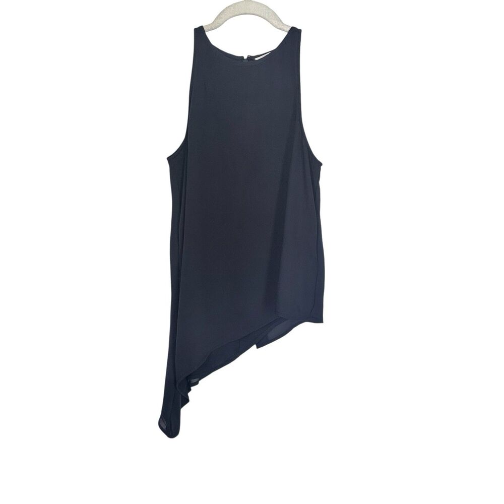 H&M Women’s Sz 2 Dark Blue Asymmetric Sleeveless Tank Top Sleeveless Blouse